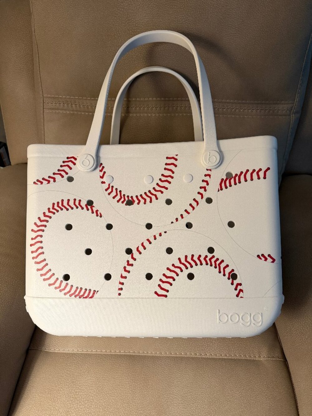 Bogg Baseball Print Tote 19"x14"x9.5" Waterproof Beach Pool Bag NWT